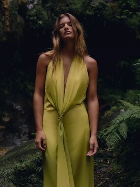 Zara  Halter Tie-Front Maxi Dress